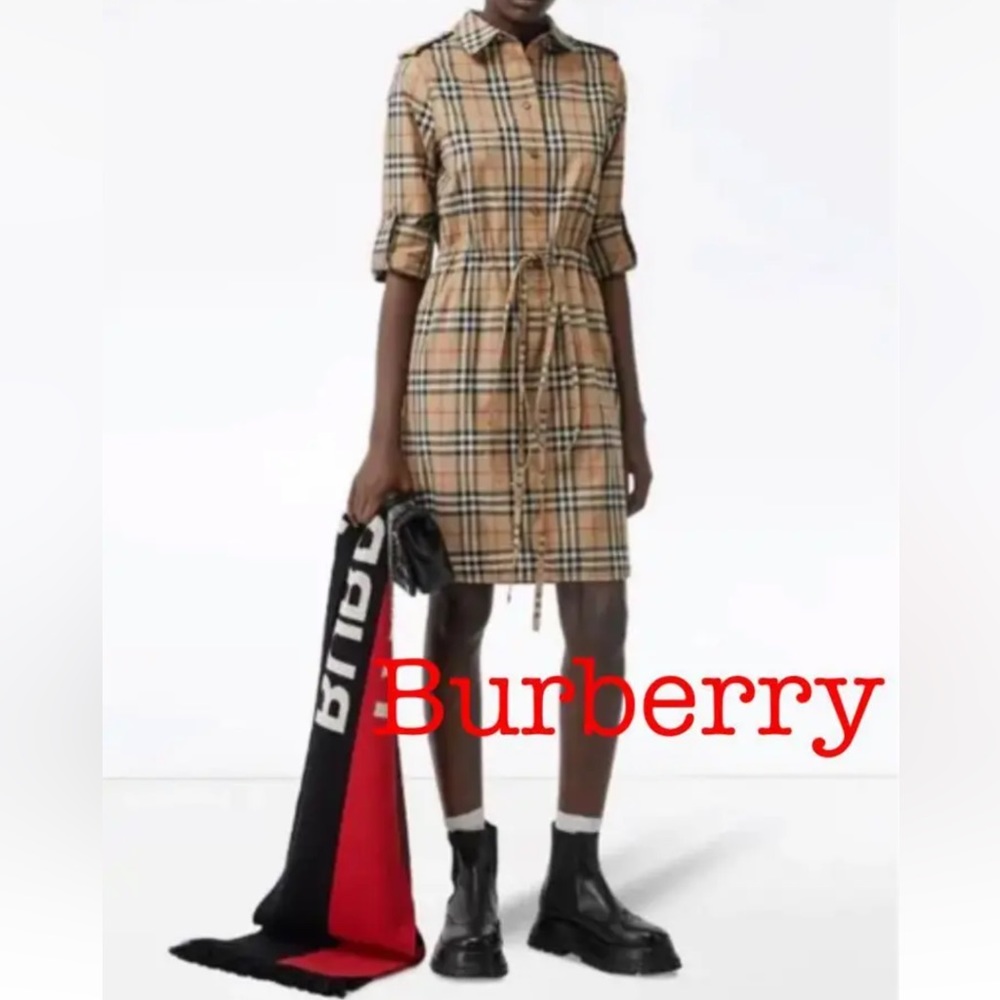 Burberry Nova Check BELTED Button Down Shirt Dress🔥NEW🔥Womens SM/Youth XL (12) - Picture 5 of 17